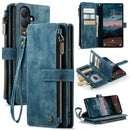 Galaxy S26 Phone Leather Case with Strap Zipper Multiple Card Holder