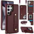 Galaxy S26 Ultra Case Kickstand Card Slots Leather Coated TPU Cover