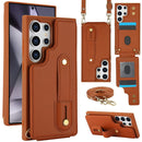 Galaxy S26 Ultra Case Kickstand Card Slots Leather Coated TPU Cover