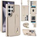 Galaxy S26 Ultra Case Kickstand Card Slots Leather Coated TPU Cover