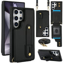 Galaxy S26 Ultra Case Kickstand Card Slots Leather Coated TPU Cover