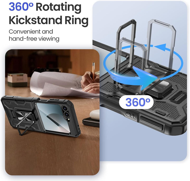 Galaxy Z Flip 6 Magnetic Ring Kickstand Full Body Protective Phone Case