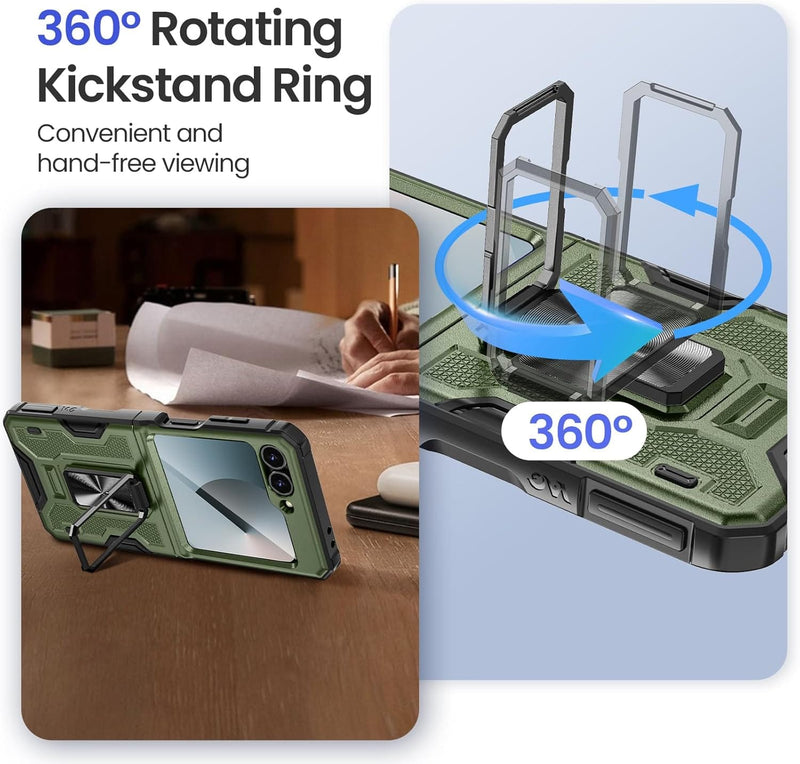 Galaxy Z Flip 6 Magnetic Ring Kickstand Full Body Protective Phone Case