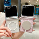 Galaxy Z Flip 8 Glitter Case with Hinge Protection & Ring Stand – Sparkly Clear