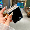 Galaxy Z Flip 8 Glitter Case with Hinge Protection & Ring Stand – Sparkly Clear