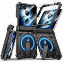 Galaxy Z Flip 8 Magnetic Armor Case with Metal Kickstand and Hinge Guard – Black