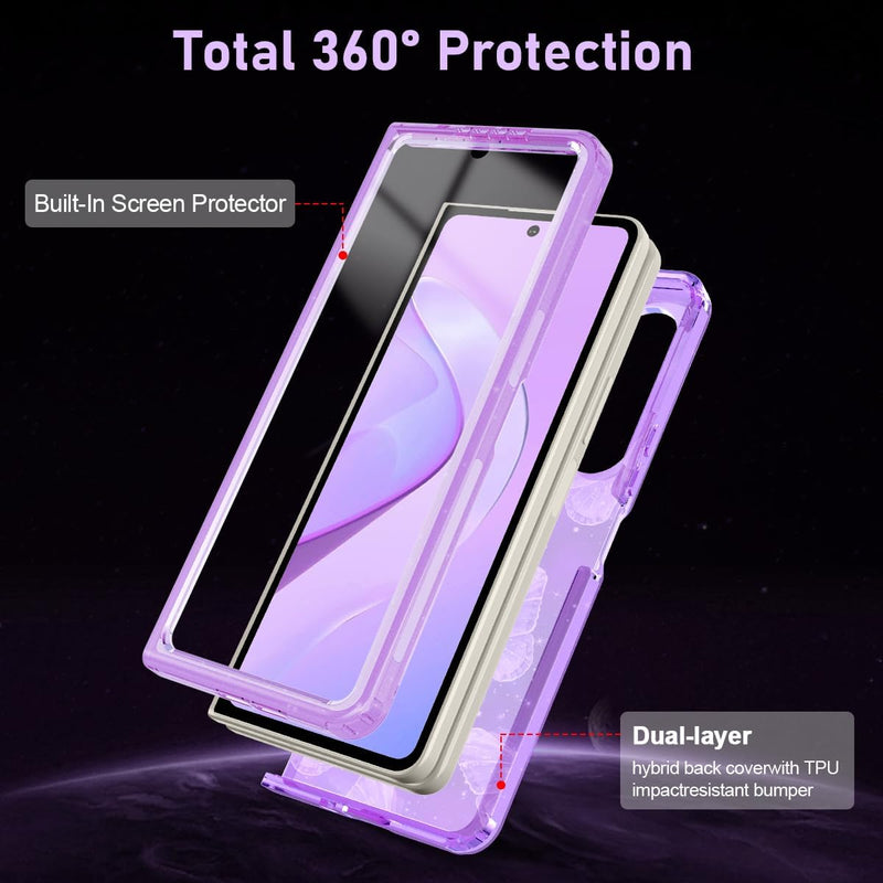 Galaxy Z Fold 5 Case Built Front Screen Protector Glitter Pattern Protective Girls Case - Gorilla Cases