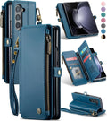 Galaxy Z fold 5 Case, Z fold 5 Pen Holder Slot Wristlet PU Leather Case