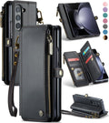 Galaxy Z fold 5 Case, Z fold 5 Pen Holder Slot Wristlet PU Leather Case