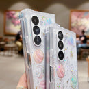 Galaxy Z Fold 7 clear glitter planet case with stars and moons
