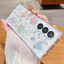 Galaxy Z Fold 7 clear glitter planet case with stars and moons