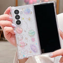 Galaxy Z Fold 7 clear glitter planet case with stars and moons
