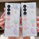 Galaxy Z Fold 7 clear glitter planet case with stars and moons