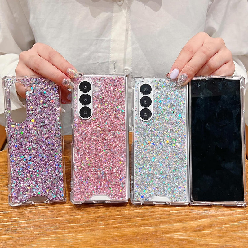 Galaxy Z Fold 7 glitter case for women with slim shockproof sparkle