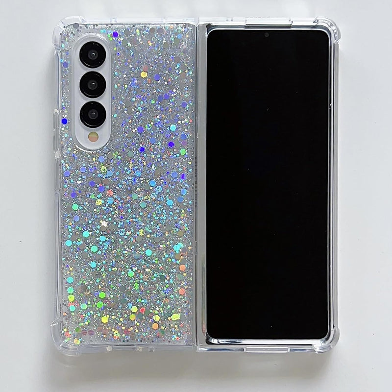 Galaxy Z Fold 7 glitter case for women with slim shockproof sparkle