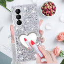 Galaxy Z Fold 7 glitter love mirror case with heart design and protective shell