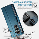 Galaxy Z Fold 7 leather wallet case with RFID blocking and flip stand