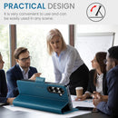 Galaxy Z Fold 7 leather wallet case with RFID blocking and flip stand