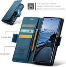 Galaxy Z Fold 7 leather wallet case with RFID blocking and flip stand