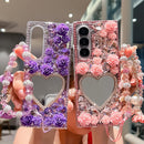 Galaxy Z Fold 7 mirror rhinestone glitter case with strap