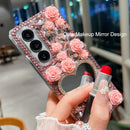 Galaxy Z Fold 7 mirror rhinestone glitter case with strap