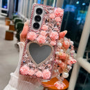 Galaxy Z Fold 7 mirror rhinestone glitter case with strap