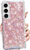 Galaxy Z Fold 7 pink glitter case for women and girls