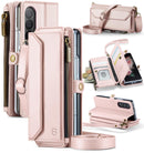 Galaxy Z Fold 7 wallet case with RFID blocking and shoulder strap