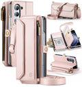 Galaxy Z Fold 7 wallet case with RFID blocking and shoulder strap