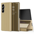Galaxy Z Fold 8 Ultra Leather Flip Case with Kickstand — Full-Body Mirror Cover