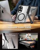Galaxy Z Fold 8 Wide Rugged Case with Hinge Protection, Tempered Glass Protector & Kickstand – Black/Clear