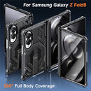 Galaxy Z Fold 8 Wide Rugged Case with Hinge Protection, Tempered Glass Protector & Kickstand – Black/Clear