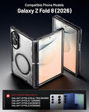 Galaxy Z Fold 8 Wide Rugged Case with Hinge Protection, Tempered Glass Protector & Kickstand – Black/Clear