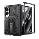 Galaxy Z Fold 8 Wide Rugged Case with Hinge Protection, Tempered Glass Protector & Kickstand – Black/Clear