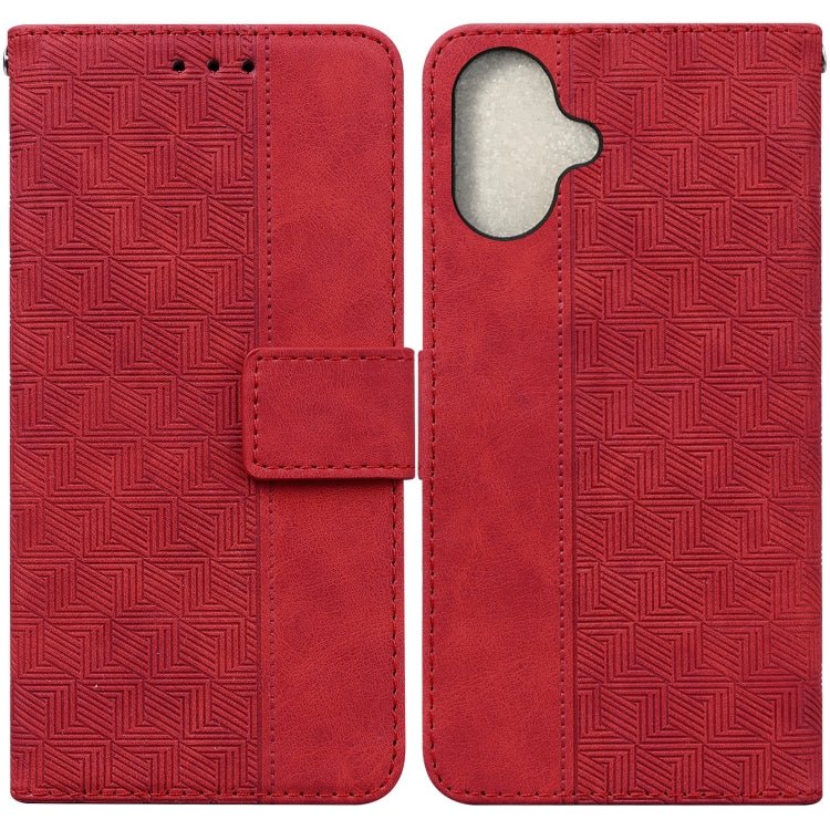 Geometric Embossed Leather Phone Case, For iPhone 16, For iPhone 15 Pro Max