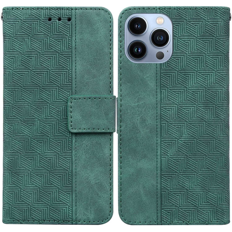 Geometric Embossed Leather Phone Case, For iPhone 16, For iPhone 15 Pro Max