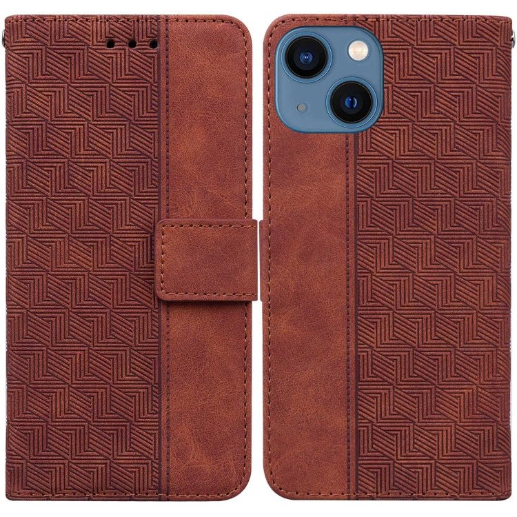 Geometric Embossed Leather Phone Case, For iPhone 16, For iPhone 15 Pro Max