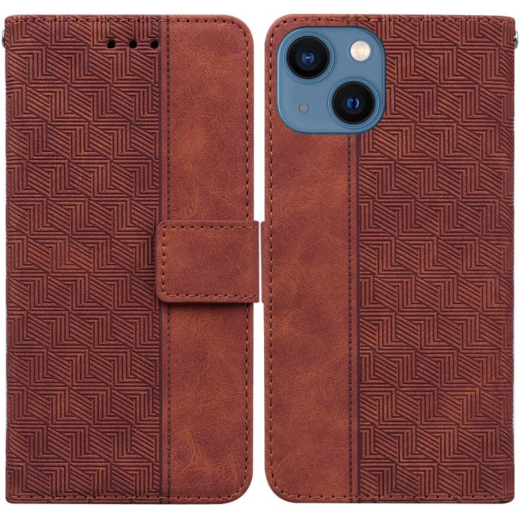 Geometric Embossed Leather Phone Case, For iPhone 16, For iPhone 15 Pro Max