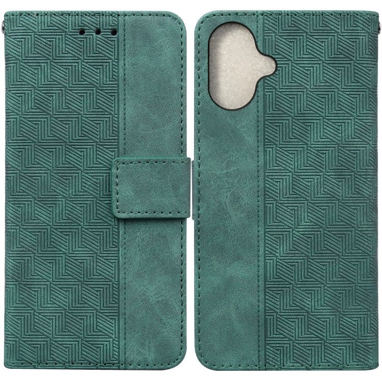 Geometric Embossed Leather Phone Case, For iPhone 16, For iPhone 15 Pro Max