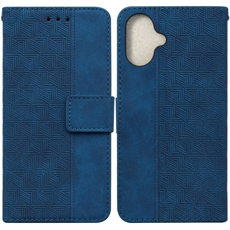 Geometric Embossed Leather Phone Case, For iPhone 16, For iPhone 15 Pro Max