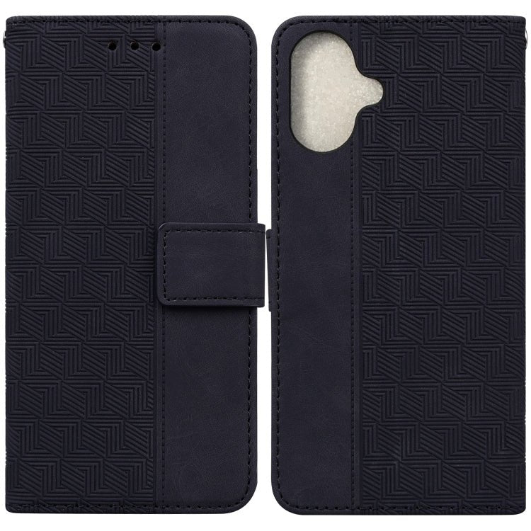 Geometric Embossed Leather Phone Case, For iPhone 16, For iPhone 15 Pro Max