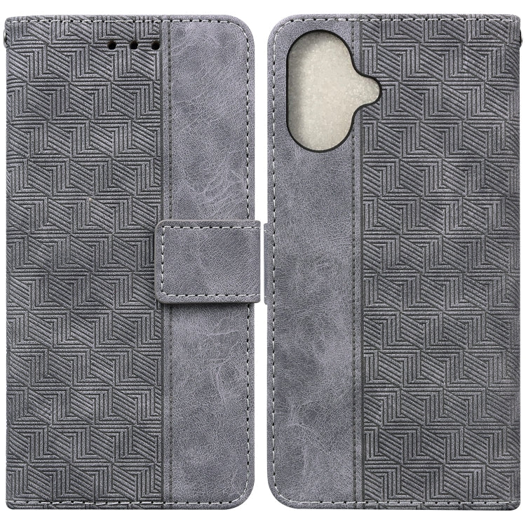 Geometric Embossed Leather Phone Case, For iPhone 16, For iPhone 15 Pro Max