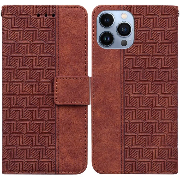 Geometric Embossed Leather Phone Case, For iPhone 16, For iPhone 15 Pro Max