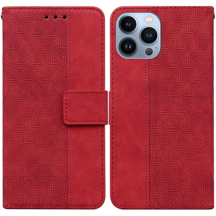 Geometric Embossed Leather Phone Case, For iPhone 16, For iPhone 15 Pro Max