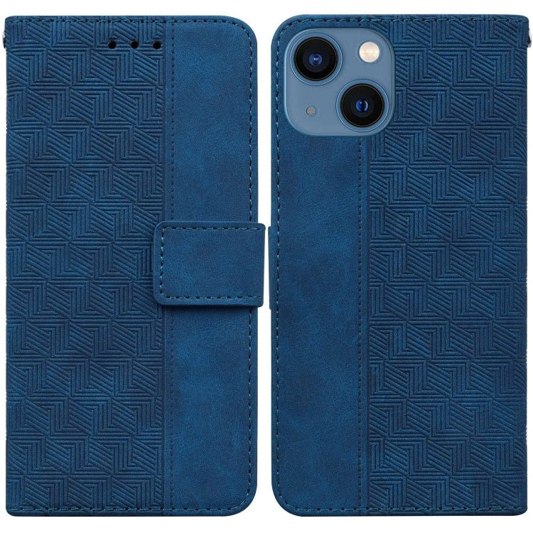 Geometric Embossed Leather Phone Case, For iPhone 16, For iPhone 15 Pro Max