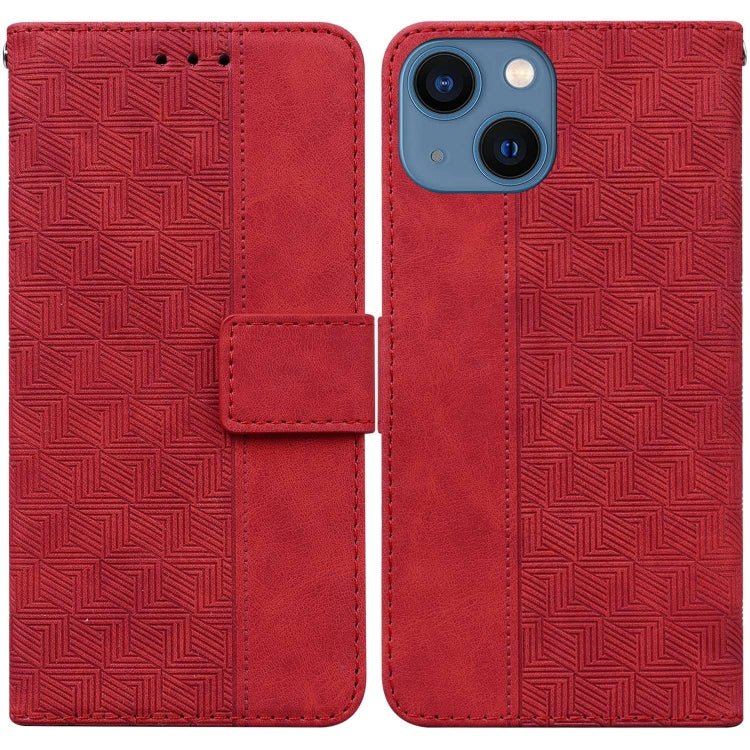 Geometric Embossed Leather Phone Case, For iPhone 16, For iPhone 15 Pro Max