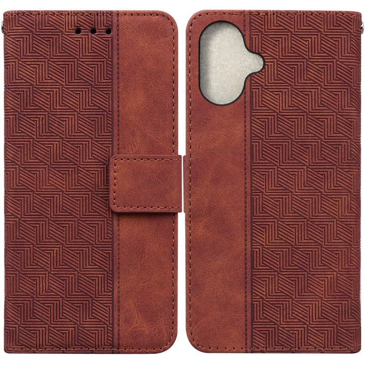 Geometric Embossed Leather Phone Case, For iPhone 16, For iPhone 15 Pro Max