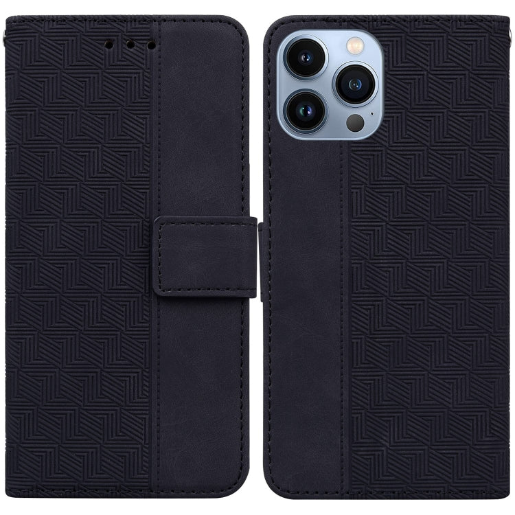 Geometric Embossed Leather Phone Case, For iPhone 16, For iPhone 15 Pro Max
