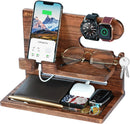 Gifts for Men, Dad Gifts from Daughter Son, Ash Wood Phone Docking Station Nightstand Organizer,