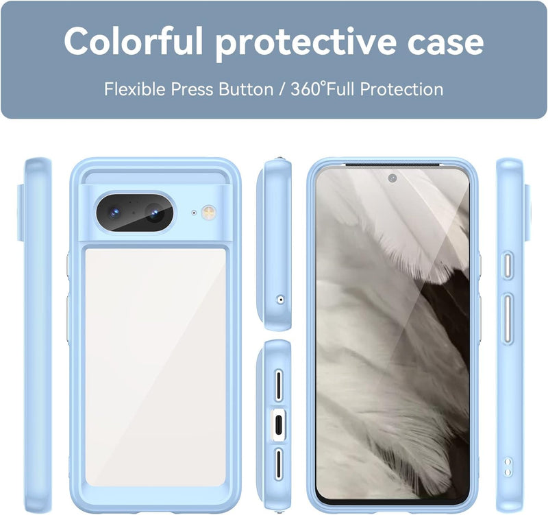 Google 8 Case HD Screen Protector Soft Bumper Crystal PC Hard Back Shockproof Cover Cases - Gorilla Cases